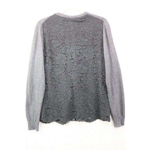 White House Black Market Wool Blend Button Up Lace Sweater-Size M-Whimsigoth - Picture 9 of 11